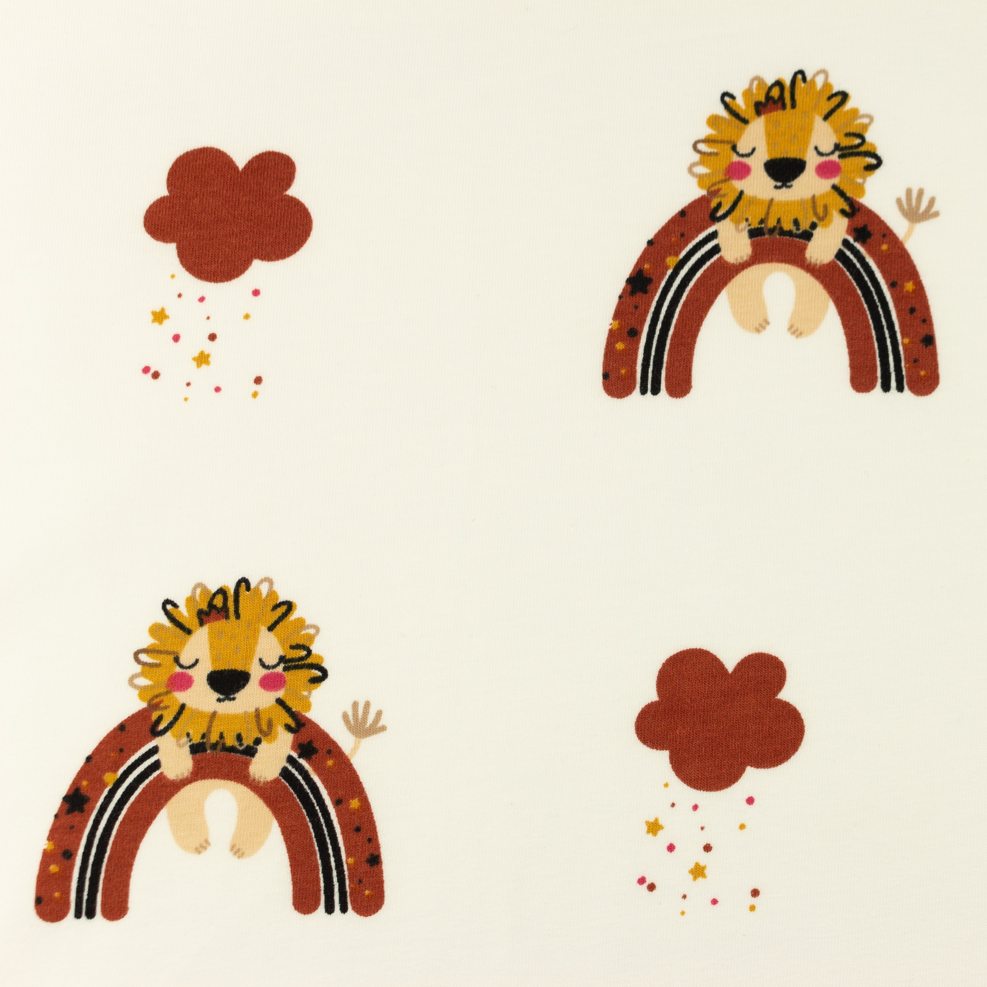 Baumwoll-Jersey Regenbogen mit Löwe (ziegel)